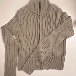 H&M Women's Ribbed Cowl Neck Sweater - Light Gray